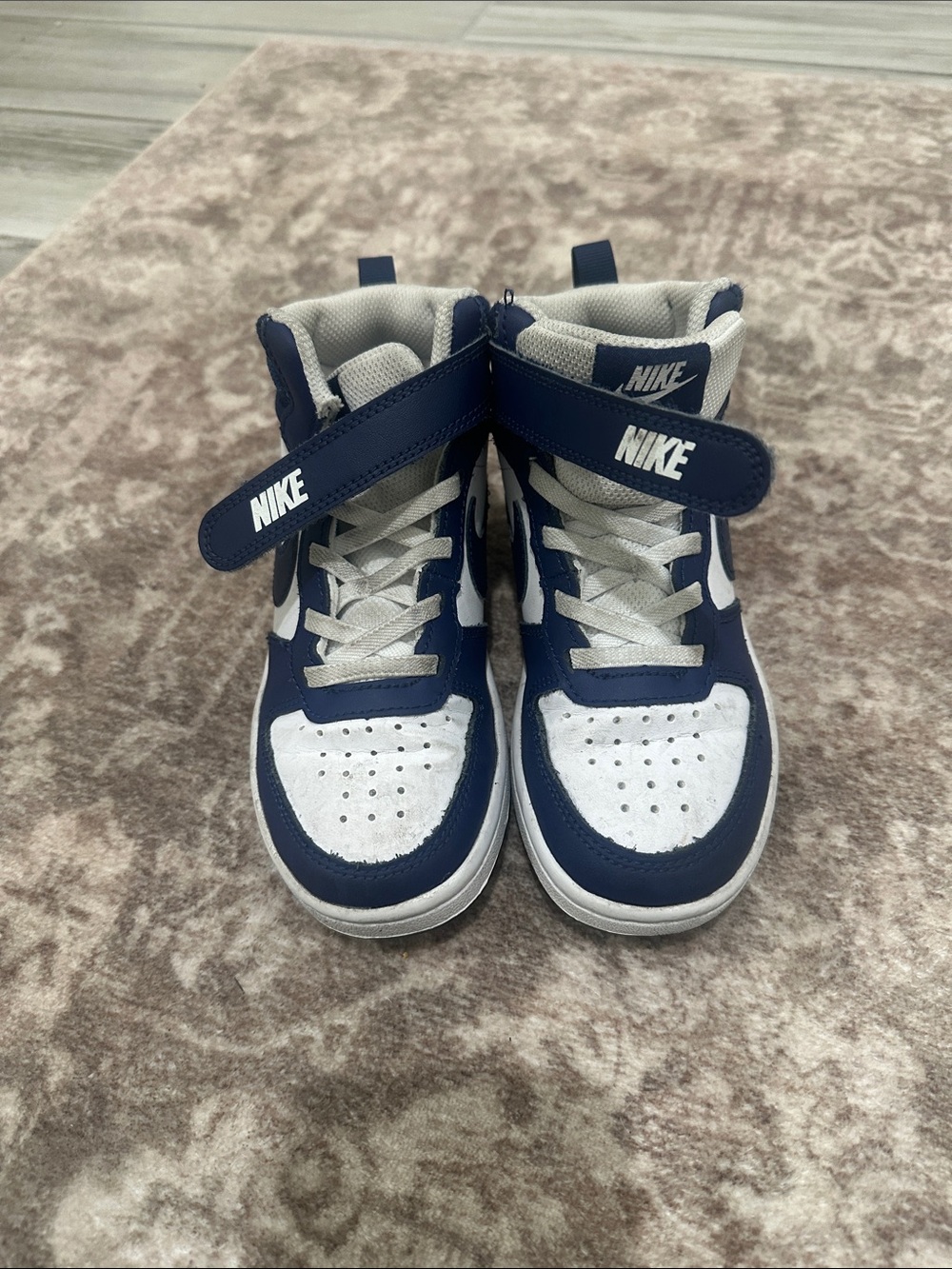 Nike Kids High-Top Sneakers - Navy and White